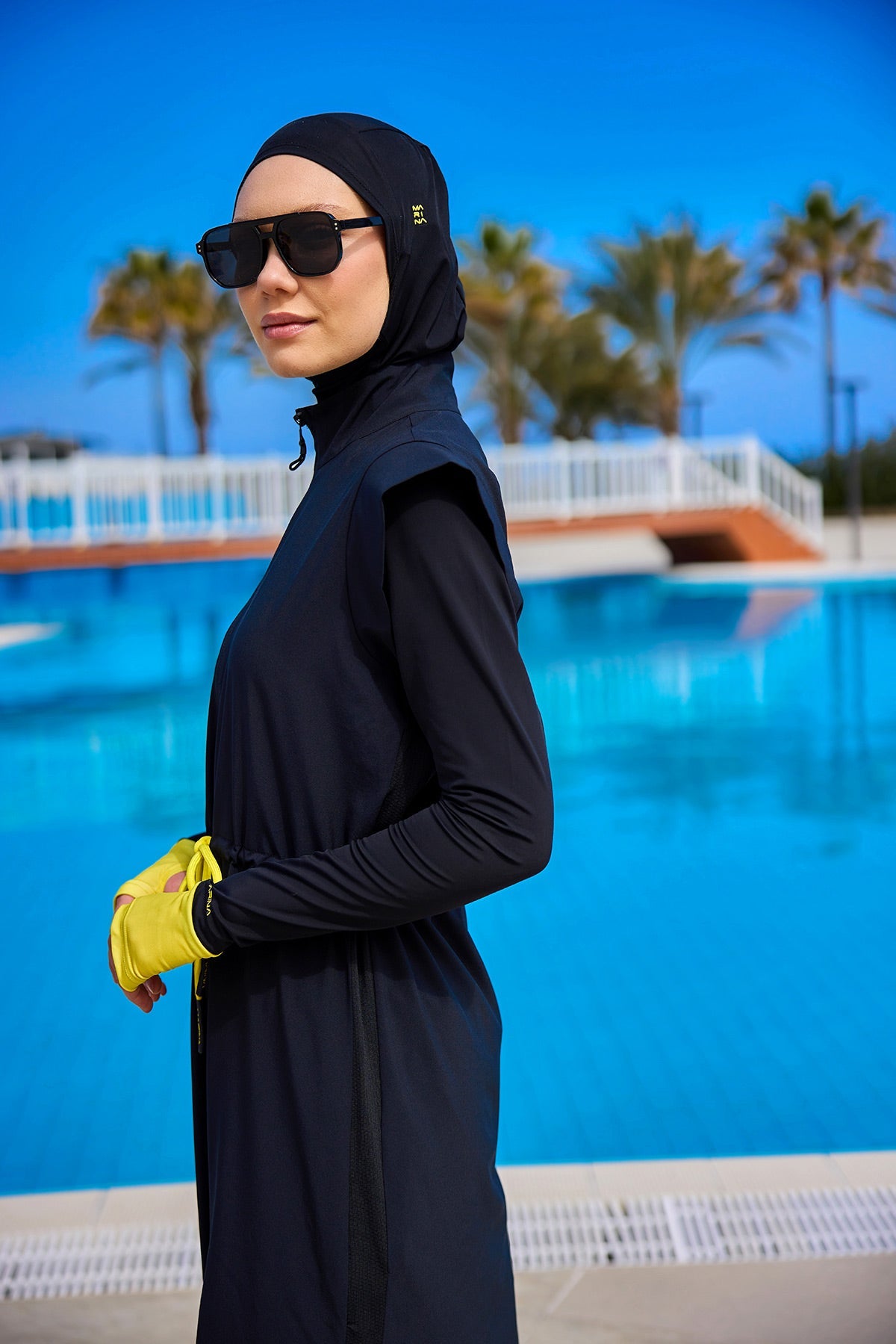 Marina Black Full Coverage Islamic Swimwear Burkini Set M2501-1