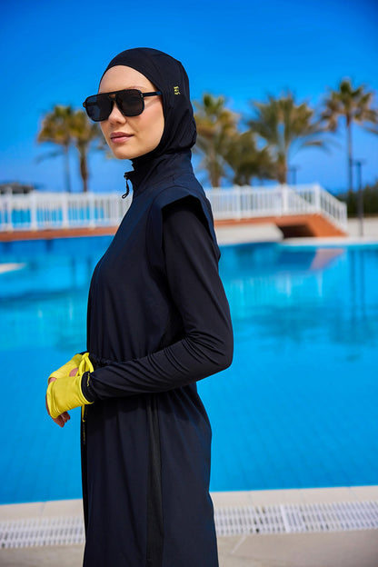 Marina Black Full Coverage Islamic Swimwear Burkini Set M2501-1