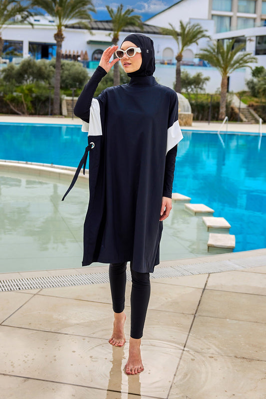 Black Burkini Set Full Coverage Modest Islamic Swimwear M2502