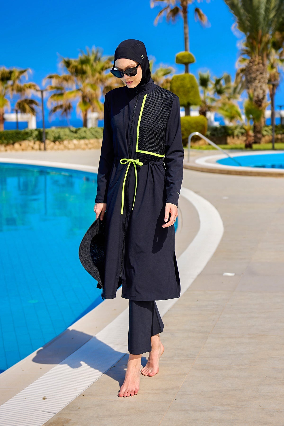 Black Full Coverage Modest Swimwear Burkini Set M2506-1