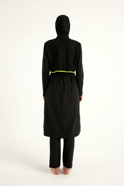 Black Full Coverage Modest Swimwear Burkini Set M2506-1