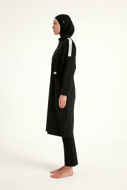 Black Full Coverage Modest Swimwear Burkini Set M2507-1