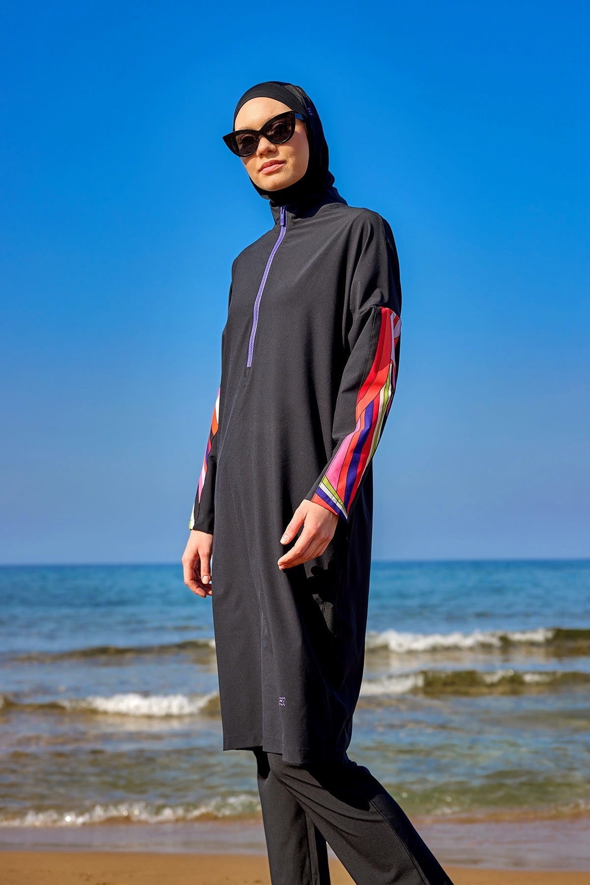 Black Full Coverage Swimwear Burkini Set M2510