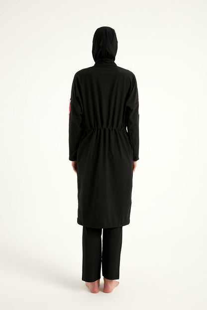 Black Full Coverage Swimwear Burkini Set M2510