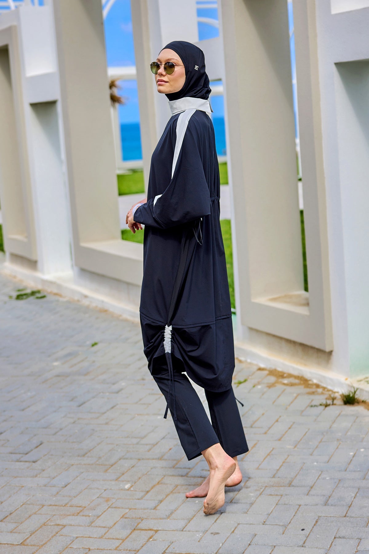 Black Full Coverage Modest Swimwear Burkini Set M2521-3