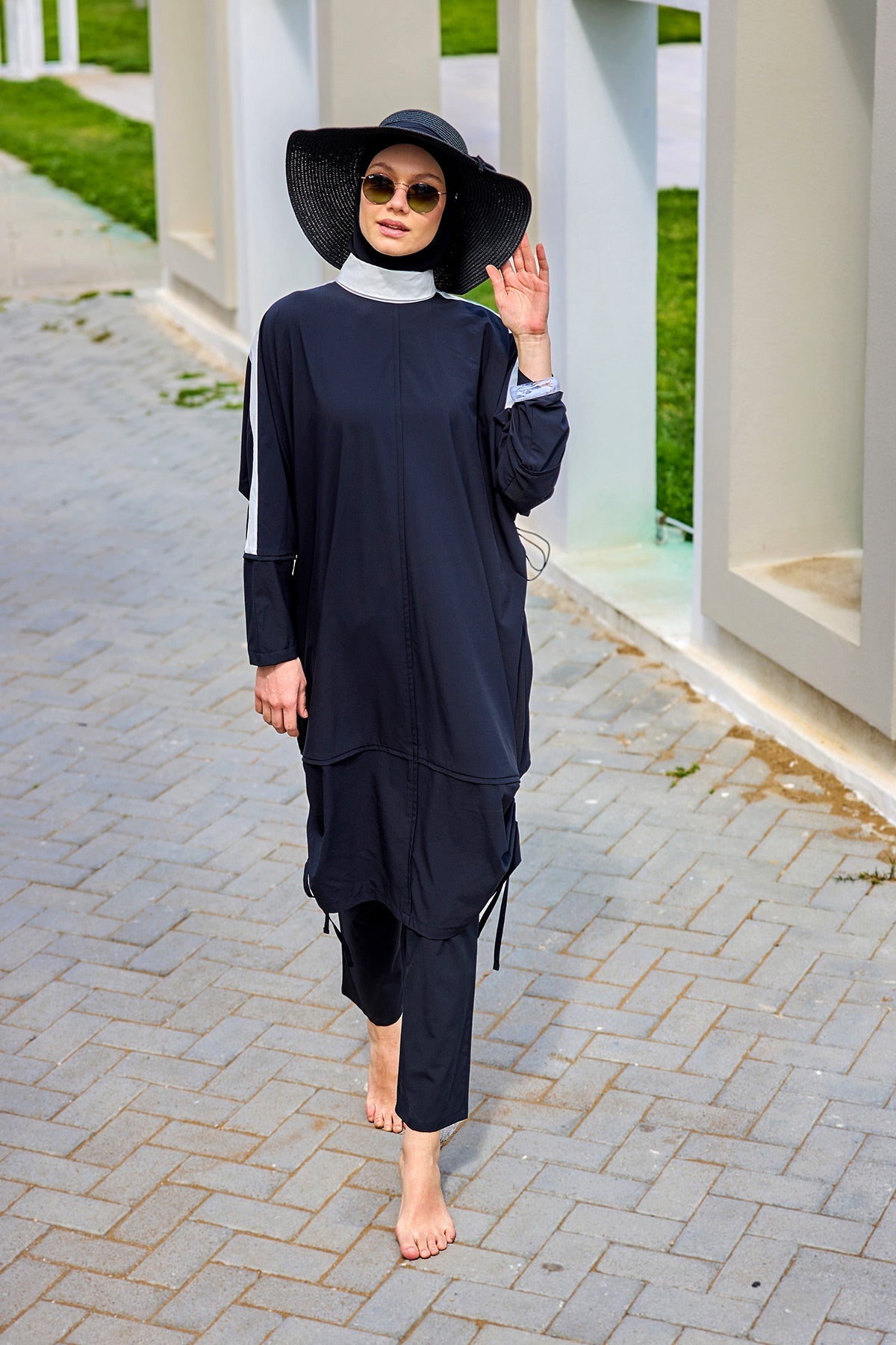 Black Full Coverage Modest Swimwear Burkini Set M2521-3