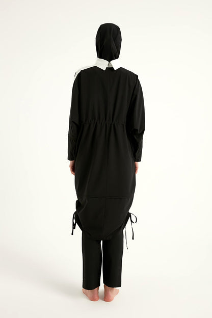 Black Full Coverage Modest Swimwear Burkini Set M2521-3