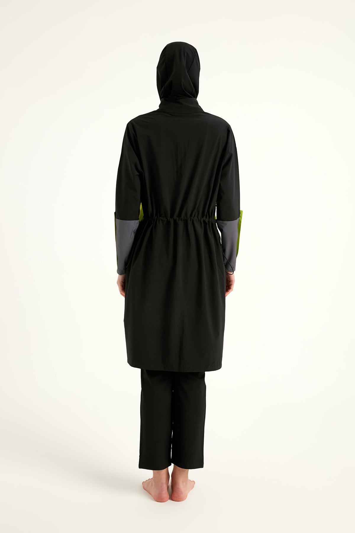 Black Full Coverage Modest Swimwear with Mesh Pocket – M2522