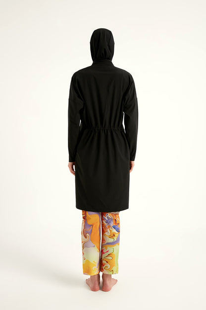 Black Full Coverage Swimwear Burkini Set M2525