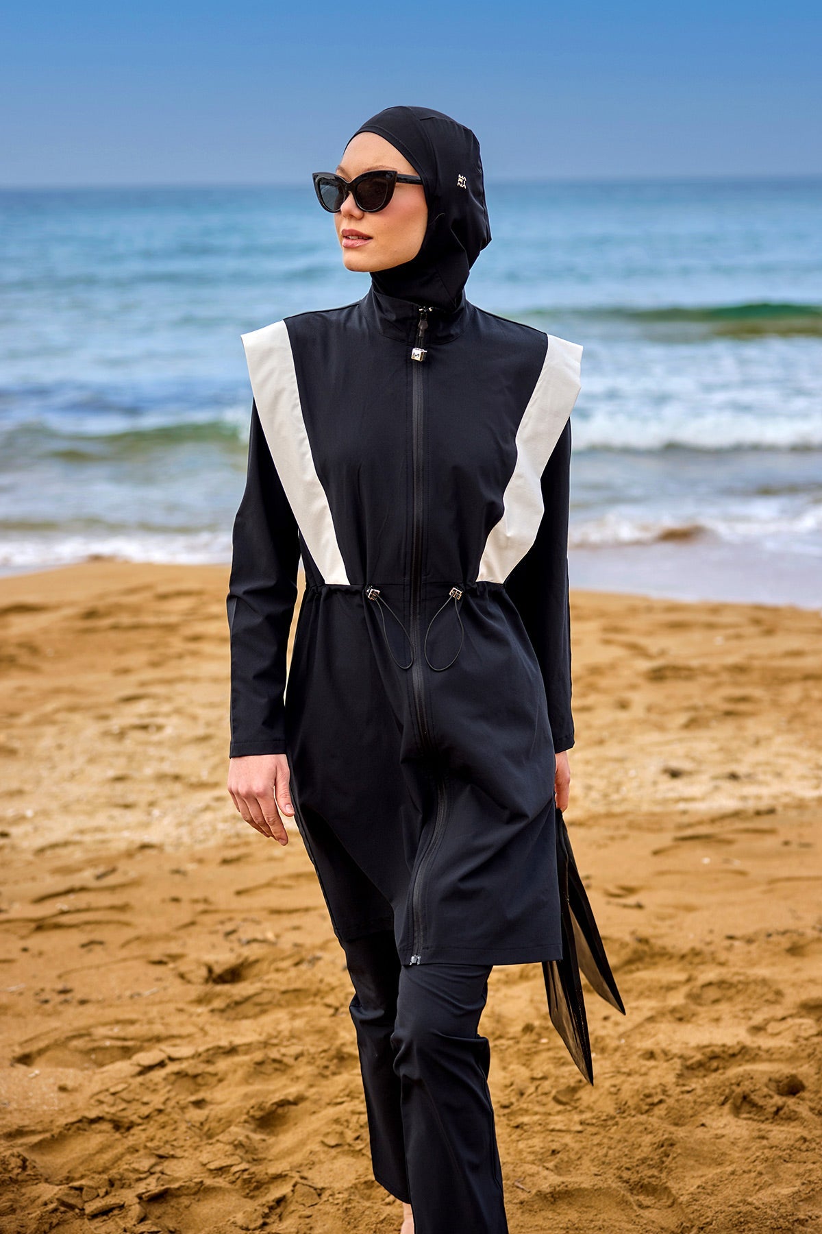Black Adjustable Waist Modest Burkini Set M2526-1