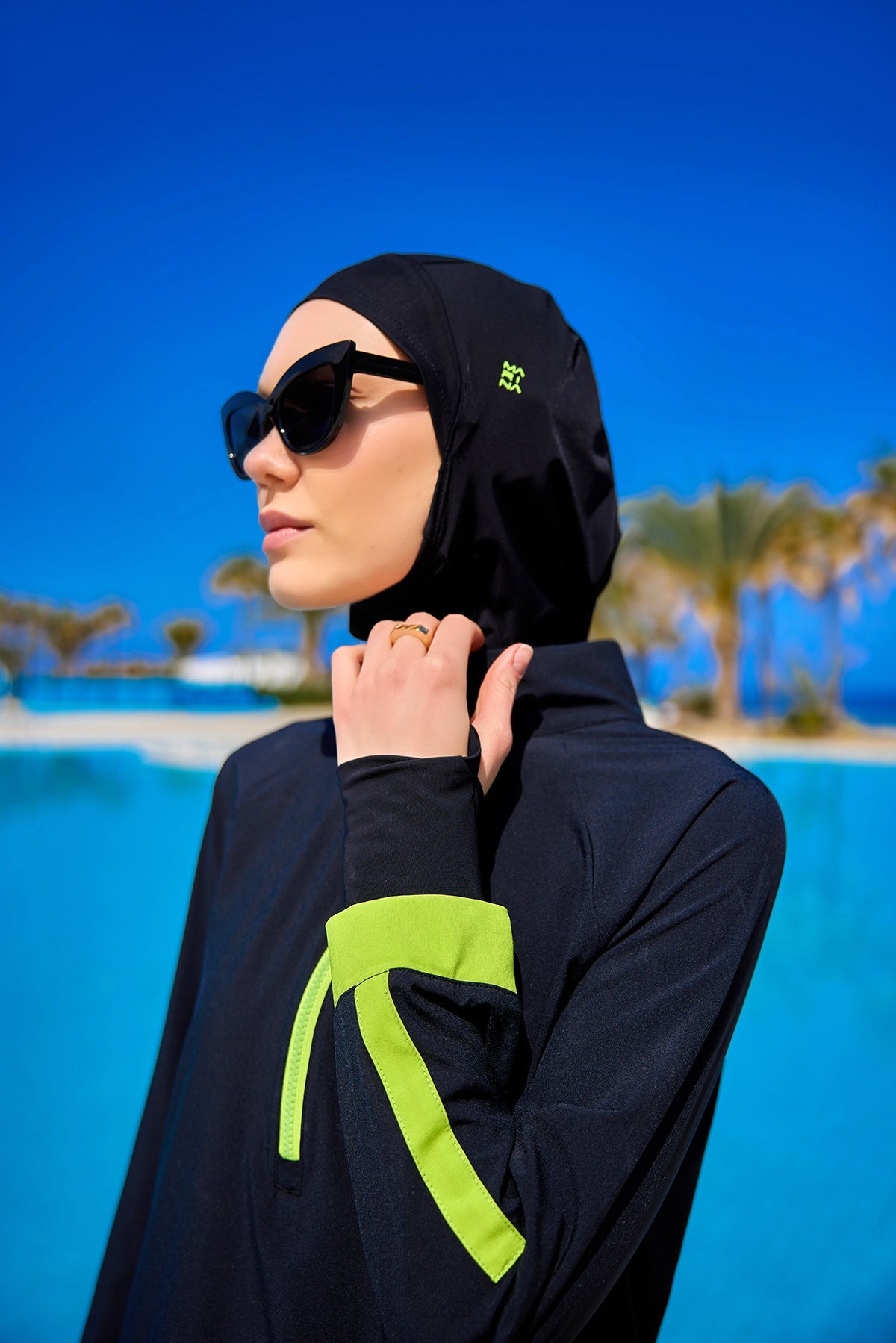 Marina Black Full-Coverage Modest Swimsuit – M2531