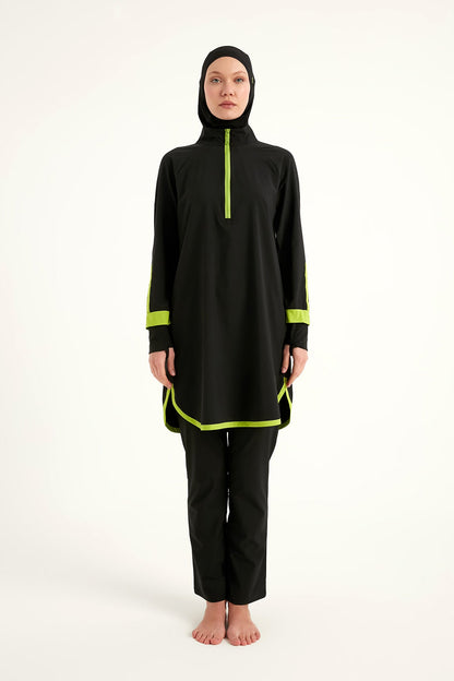 Marina Black Full-Coverage Modest Swimsuit – M2531