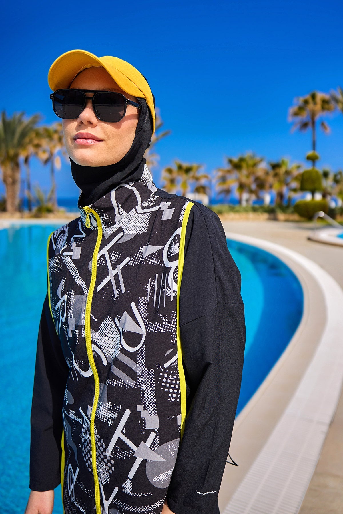 Black Full Coverage Modest Swimwear Burkini Set M2536