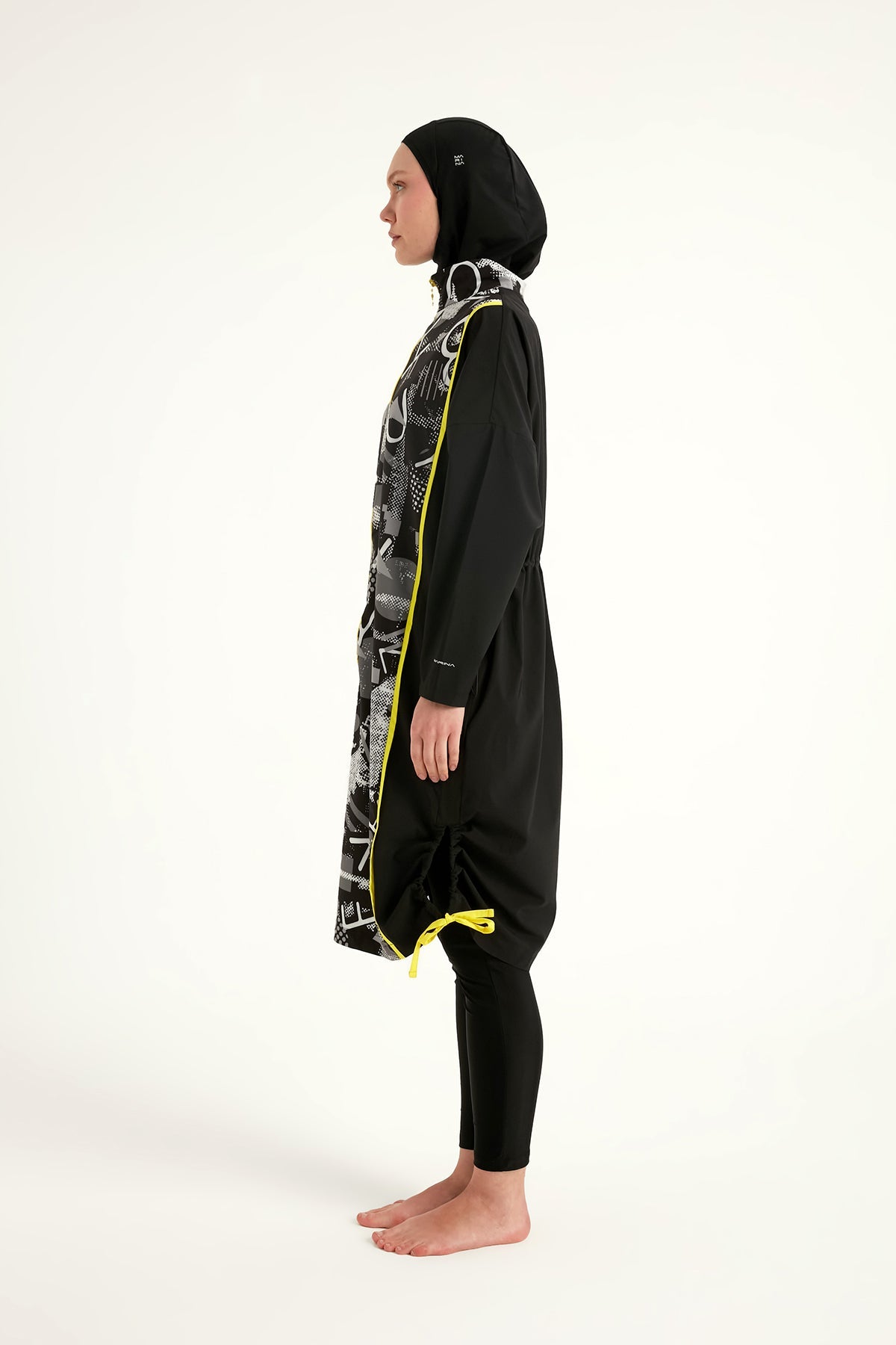 Black Full Coverage Modest Swimwear Burkini Set M2536