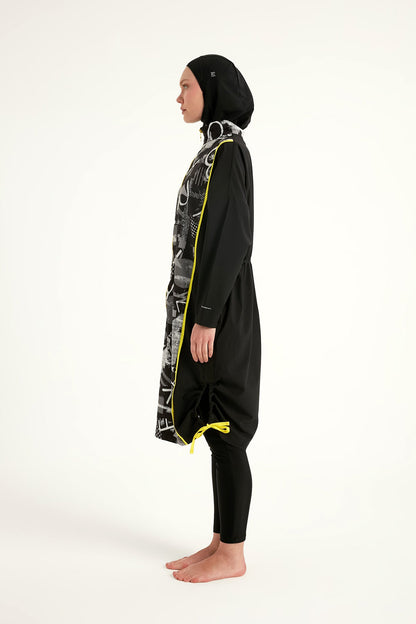 Black Full Coverage Modest Swimwear Burkini Set M2536