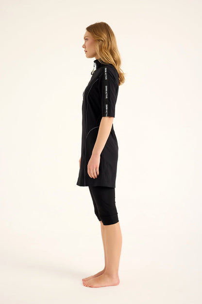 Marina Black Modest Half-Coverage Swimsuit - H2503