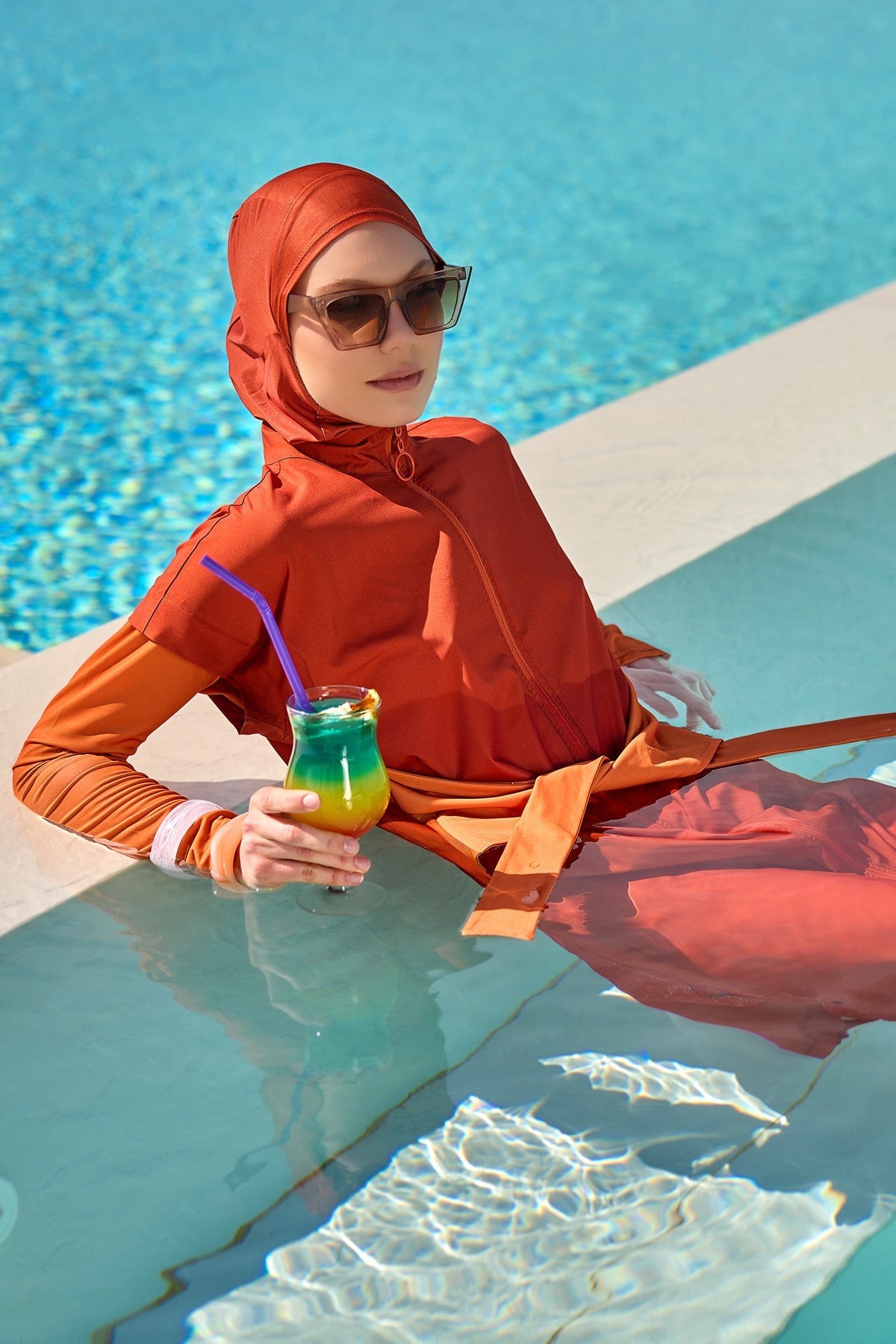 Full Coverage Islamic Swimsuit with Waist Tie | M2523-2