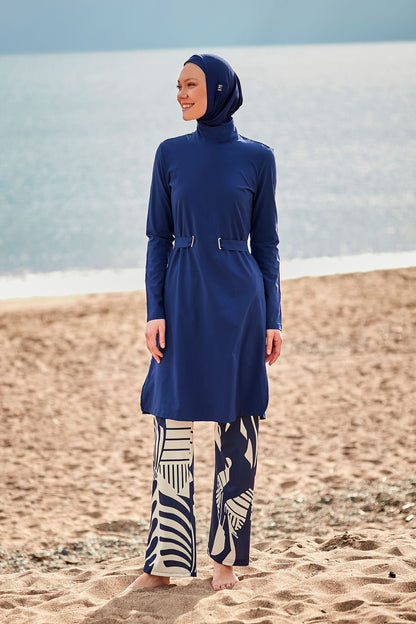 Woven Navy Burkini Modest Swimwear M2429