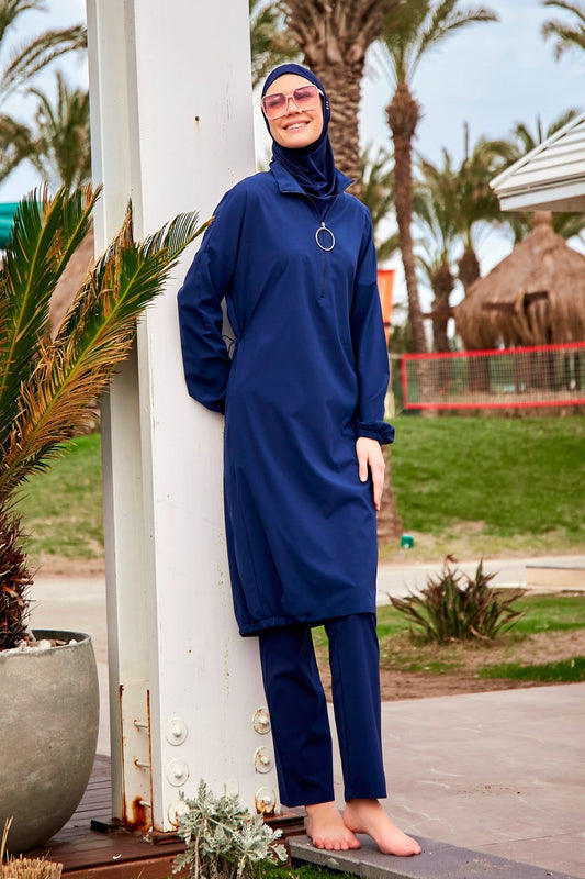 Woven Navy Burkini Modest Swimwear M2403