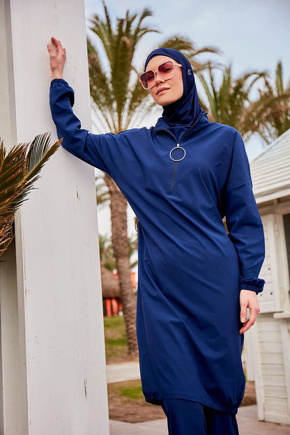 Woven Navy Burkini Modest Swimwear M2403