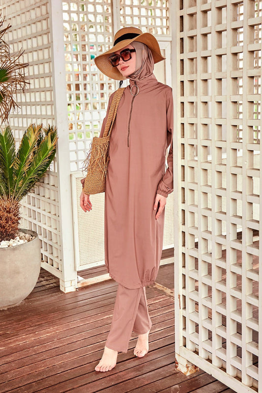 Woven Mink Burkini Modest Swimwear M2405