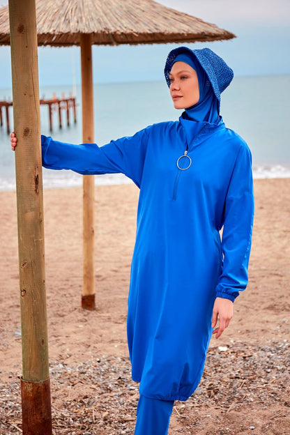 Woven Sax Burkini Modest Swimwear M2404