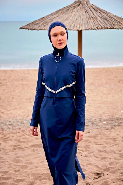 Woven Navy Burkini Modest Swimwear M2411