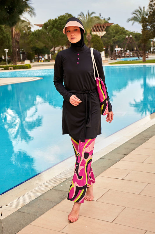 Lycra Black Burkini Modest Swimwear M2481