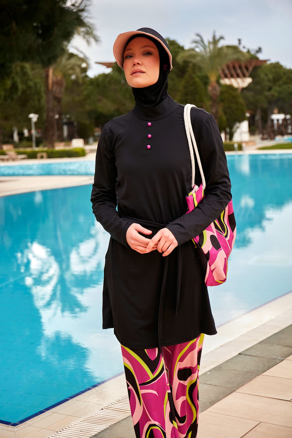 Lycra Black Burkini Modest Swimwear M2481