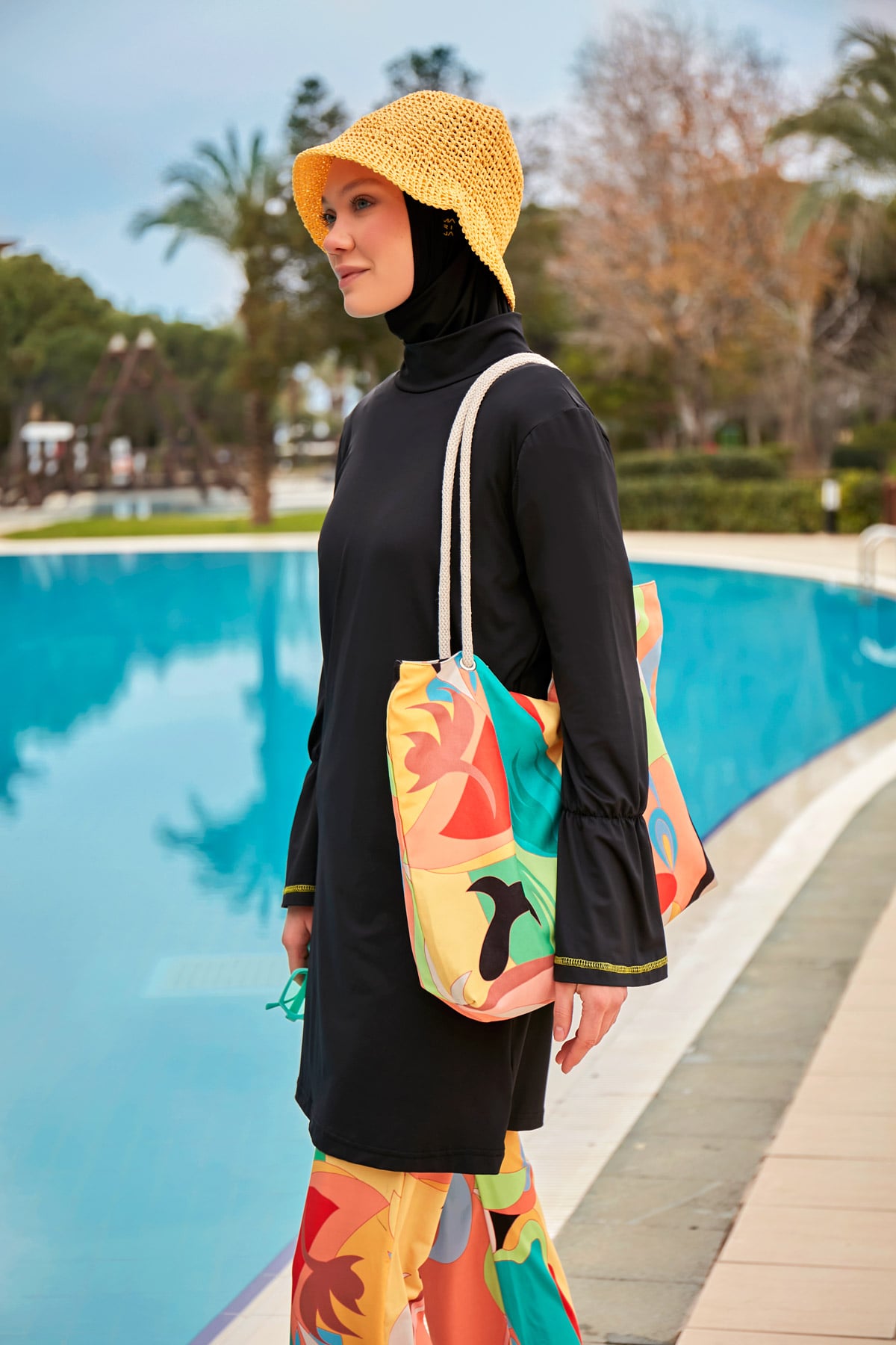 Lycra Black Burkini Modest Swimwear M2473