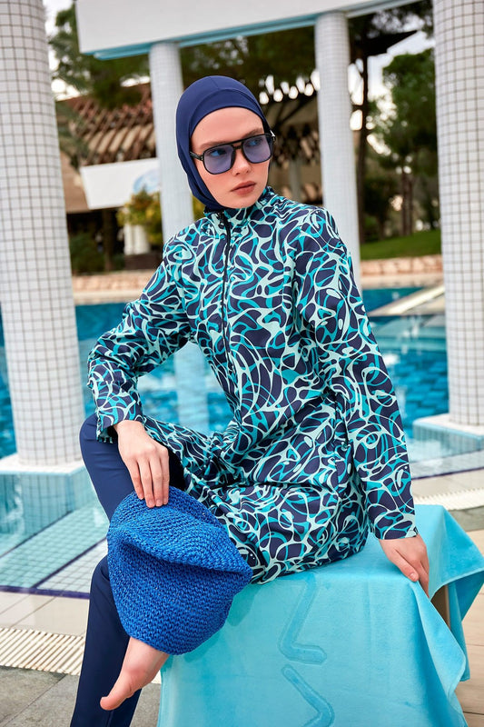Colourful Burkini Modest Swimwear R2404