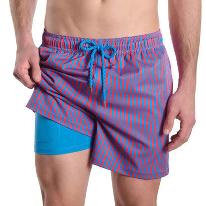 Marina Pinstripe, Blaze and Tide Hybrid Short, Compression Lined Swim and Resort Trunk