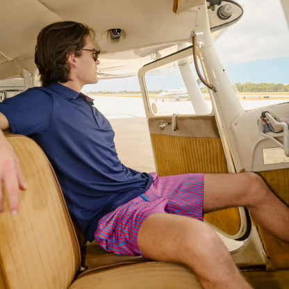 Marina Pinstripe, Blaze and Tide Hybrid Short, Compression Lined Swim and Resort Trunk