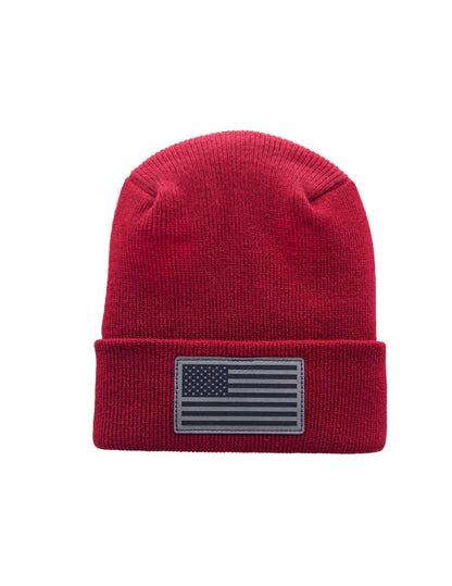 American Flag Beanie - H-Stitch Circular Knit Cuffed Beanie - Patented Design and Made in USA