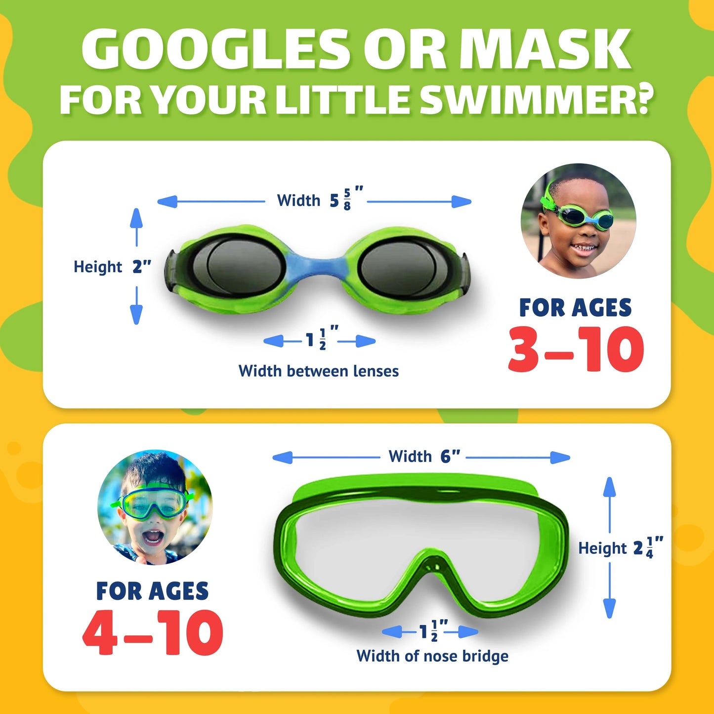 Green Solidz Swim Half Mask ages 4-10