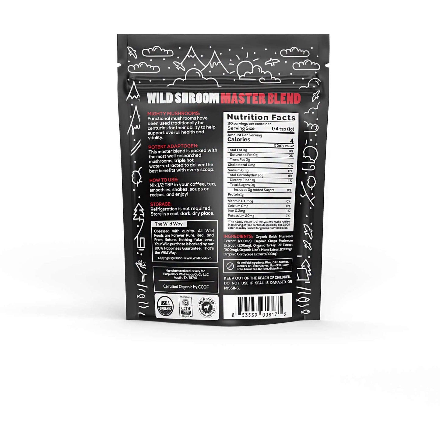 Wholesale - Master Shrooms Five Mushrooms Blend - Adaptogens + Prebiotic Powerhouse