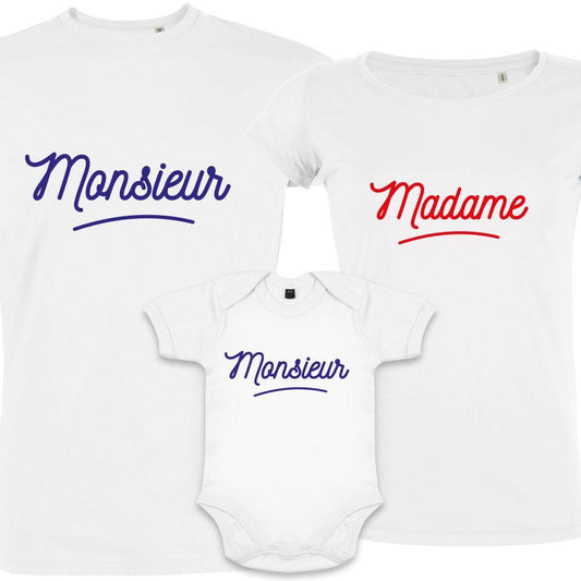 Monsieur Madame Petit Monsieur Matching Family Organic Tees (Set of 3)