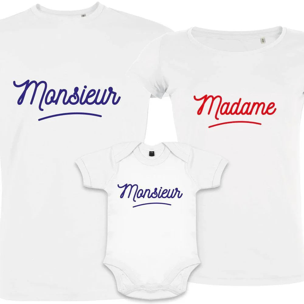 Monsieur Madame Petit Monsieur Matching Family Organic Tees (Set of 3)