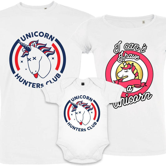 Unicorn Hunters Club Matching Family Organic Tees (Set of 3)