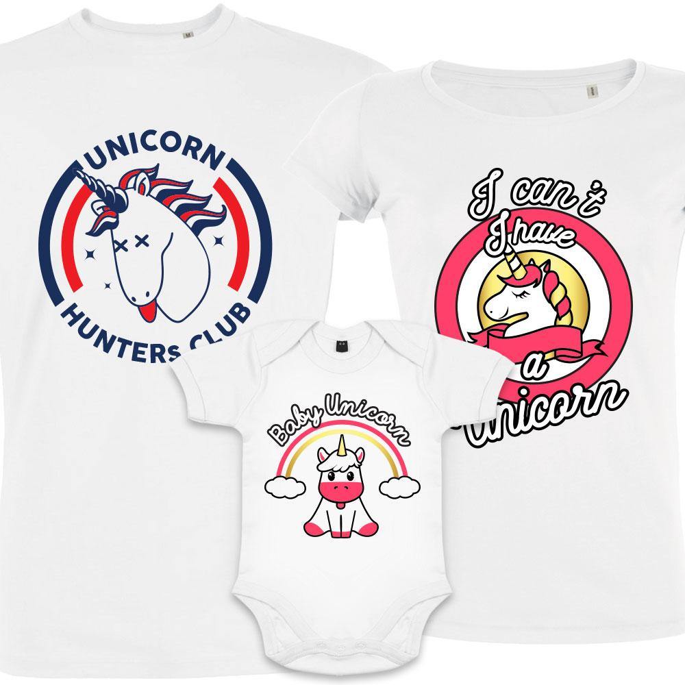 Unicorn Baby Girl Matching Family Organic Tees (Set of 3)