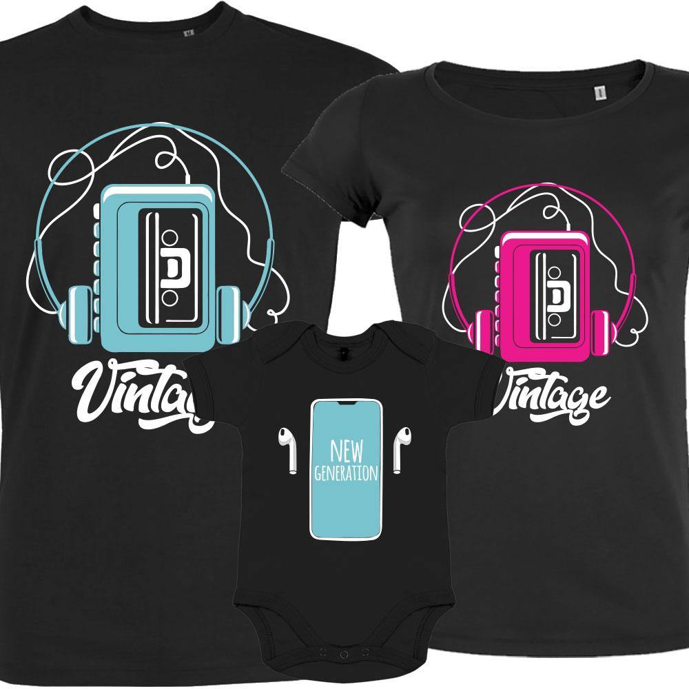 Vintage & New Generation Boy Matching Family Organic Cotton Tees (Set of 3)