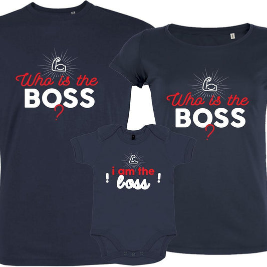 Who Is The Boss Matching Organic Tees (Set of 3)