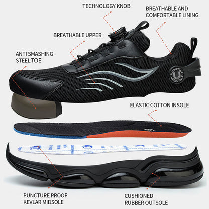 Maven Men's Knob-Lacing Breathable Steel Toe Sneakers