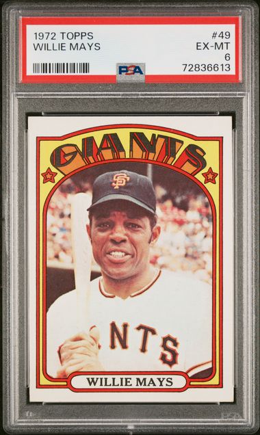 Graded 1972 Topps Willie Mays #49 Baseball Card PSA 6 EX-MT