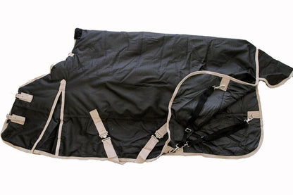 AJ Tack 1200D Waterproof Turnout Horse Blanket with Hood - Black