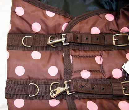 AJ Tack 420D Stable Blanket - Brown with Pink Dots