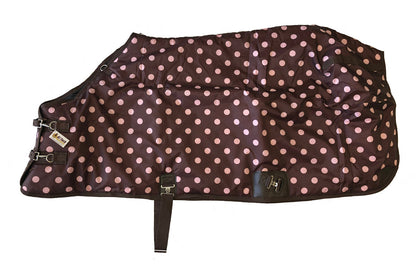 AJ Tack 420D Stable Blanket - Brown with Pink Dots