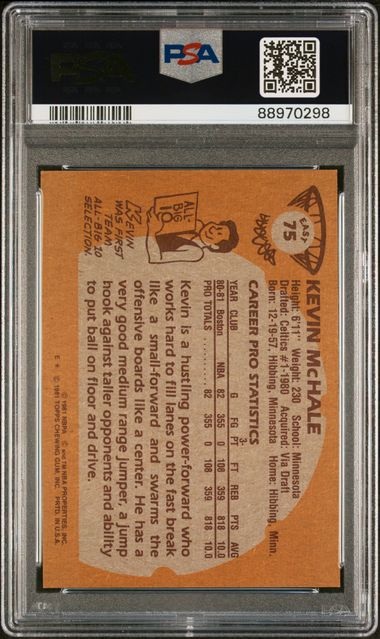 Graded 1981 Topps Kevin McHale #75 Rookie RC Basketball Card PSA 9 Mint