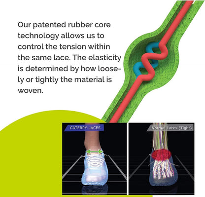 Caterpy Run - The Ultimate Elastic No Tie Shoelaces for Adults and Kids
