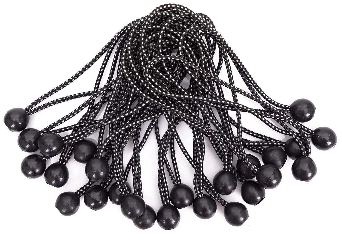 Kotap BB-9B Ball Bungee Cord, Heavy-Duty & Versatile, Indoor & Outdoor, Tarp Tie-Down, Organize & Secure, 9 Inch, Black, 25 Pack